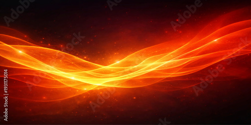 A vibrant abstract fire design features bright orange flames and red energy waves with hot smoke and glowing yellow light in a motion-filled heat explosion