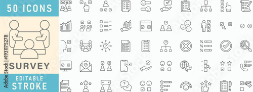 Survey line icon collection, Editable stroke. Vector illustration.
