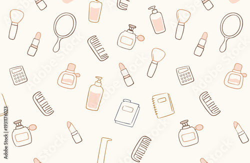 Collection of Cosmetic Products and Accessories.