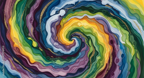Colorful abstract swirl with a human silhouette on transparent background