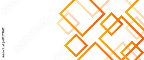 Modern Orange Geometric Outlines. A clean white vector background featuring a dynamic composition of intersecting orange and peach square outlines. Ideal for tech headers and minimalist banners.