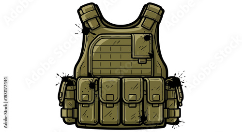 Tactical Vest with Bullet Holes