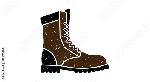 Brown Combat Boot Illustration