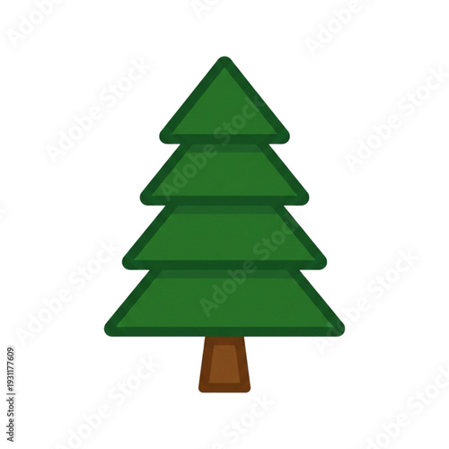 Minimalist flat vector illustration of a green pine tree isolated on white background