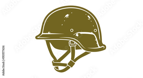 Military helmet icon, olive green, on white background