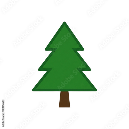 Minimalist flat vector illustration of a green pine tree isolated on white background
