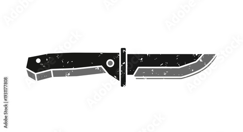 Tactical knife illustration with grunge overlay