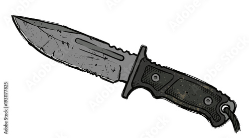 Tactical Survival Knife Illustration