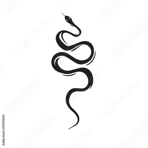 Vine_snake silhouette showing slender, elongated body coiled on branch.