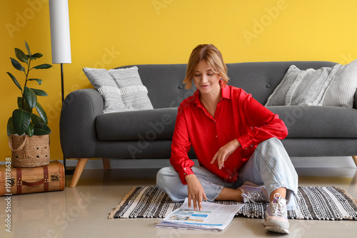 Pretty young woman with new...