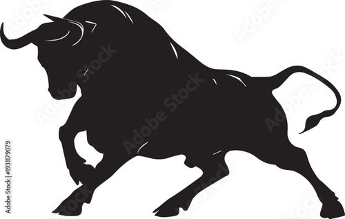 Powerful Taurus silhouette showing strong body and prominent curved horns.