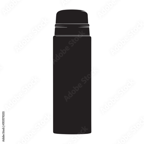 Portable thermos silhouette showing cylindrical body and secure lid design.