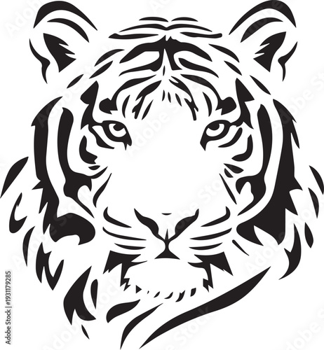 Fierce tiger_head silhouette showing sharp eyes and bold stripes.
