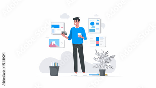 modern simple minimalist flat illustrations for website and app