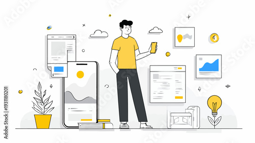 modern simple minimalist flat illustrations for website and app