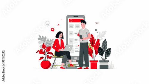 modern simple minimalist flat illustrations for website and app