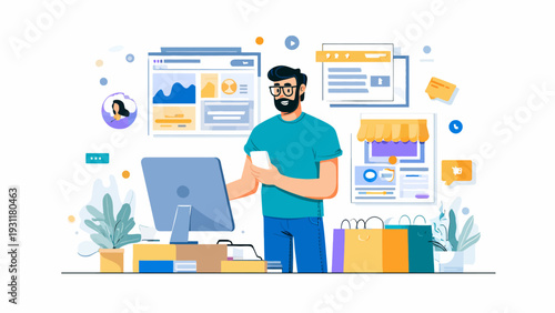 modern simple minimalist flat illustrations for website and app