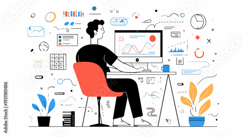 modern simple minimalist flat illustrations for website and app