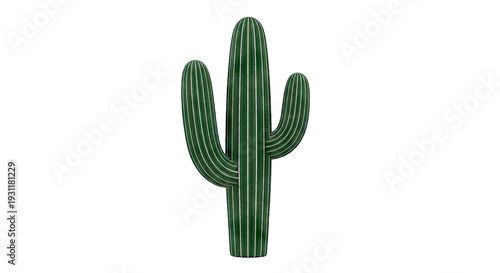 Green Saguaro Cactus with White Stripes
