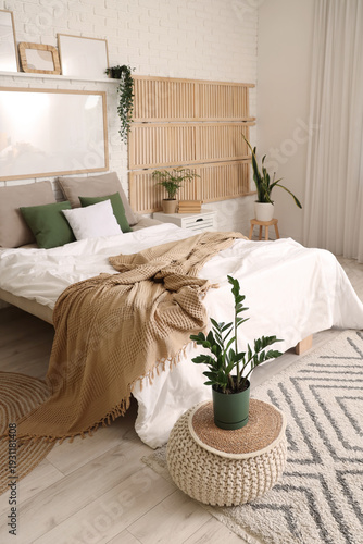 Soft bed, pouf, houseplants...