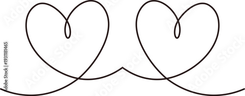 Minimalist two-heart love shape continuous line art.
