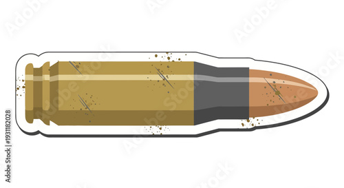 Bullet graphic, cartridge, ammunition, weapon component, isolated on white background