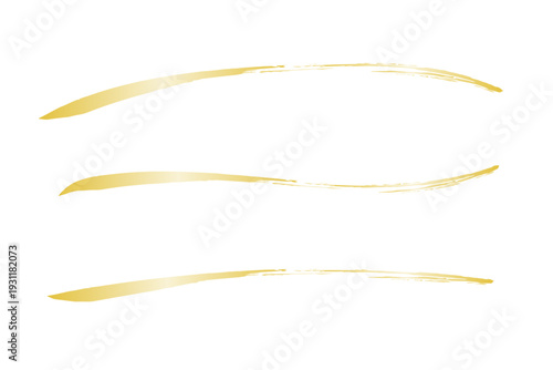 金色の筆ブラシストロークデザイン素材