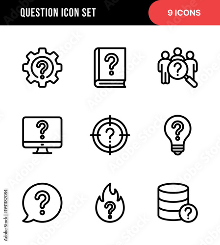 Simple Outline Question Mark Icon Set With Multiple Shape and Category