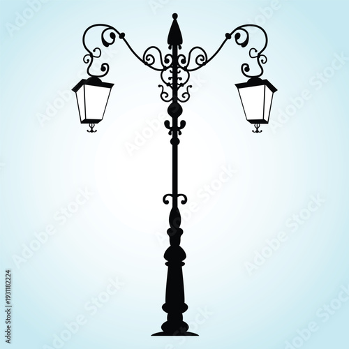 Ornate Vintage Street Lamp Silhouette