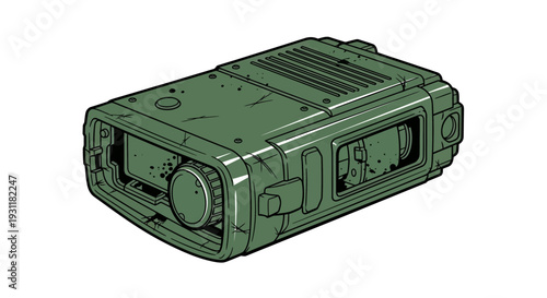 Green military radio device illustration