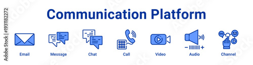 Communication Platform icon Banner and collection