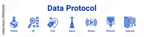Data Protocol icon Banner and collection