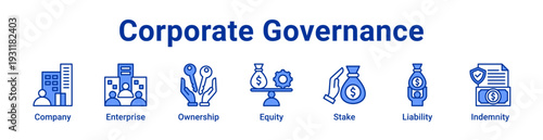 Corporate Governance icon Banner and collection