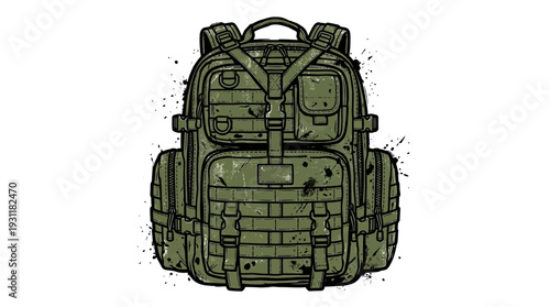 Military Backpack Illustration
