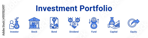 Investment Portfolio icon Banner and collection