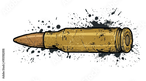 Vintage Bullet with Ink Splatter Background