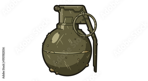 Vintage Hand Grenade Isolated on White Background