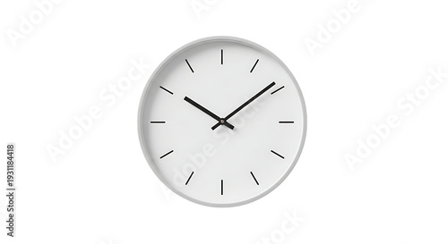 Modern white wall clock showing precise time
