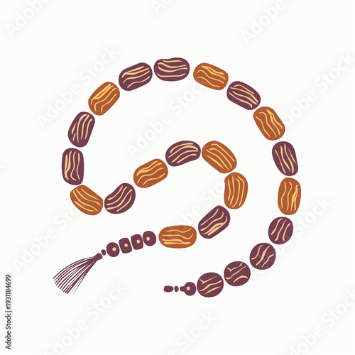 Islamic prayer beads, also known as tasbih or misbaha, are used for counting prayers or mantras in Islamic tradition, featuring a distinctive coiled design with small beads and a tassel