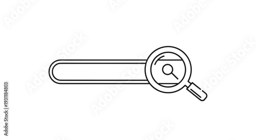 Search bar icon with a magnifying glass focus representing web navigation, information retrieval, and various online inquiry processes.