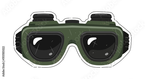 Green binoculars, isolated on white background