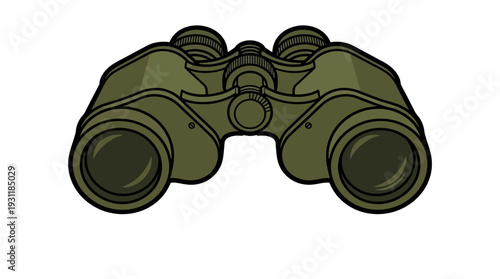 Green binoculars, isolated on white background