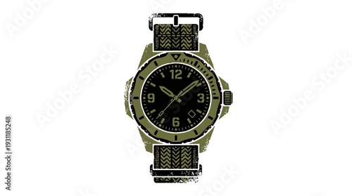 Military Style Wristwatch Illustration