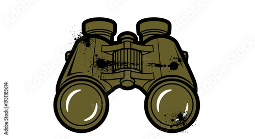 Vintage binoculars, exploration tool, grunge style