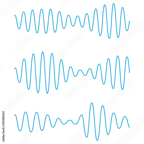  Audio Waves Icon Set. Sound Waveform Signal Equalizer Frequency Vector Collection for Music, Podcast and Recording. Podcast soundwave line of voice. 