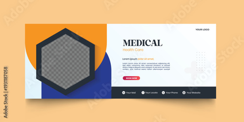Modern marketing cover banner healthcare web banner design template. Healthcare and medical Corporate banner design. Modern banner template and stand design, advertisement, flyer design, display