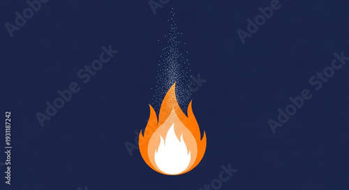 A solitary bright orange flame ignites upwards, with a gentle plume of smoke or sparks ascending against a deep blue background, symbolizing energy and warmth