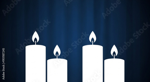 International Day of Reflection on the 1994 Rwanda Genocide Four white candles with flames alight against a dark blue background, creating a somber and reflective atmosphere