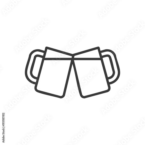 Beer toast symbol vector icon with clinking beer mugs celebration concept