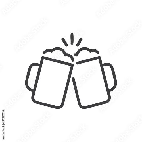 Beer toast symbol vector icon with clinking beer mugs celebration concept
